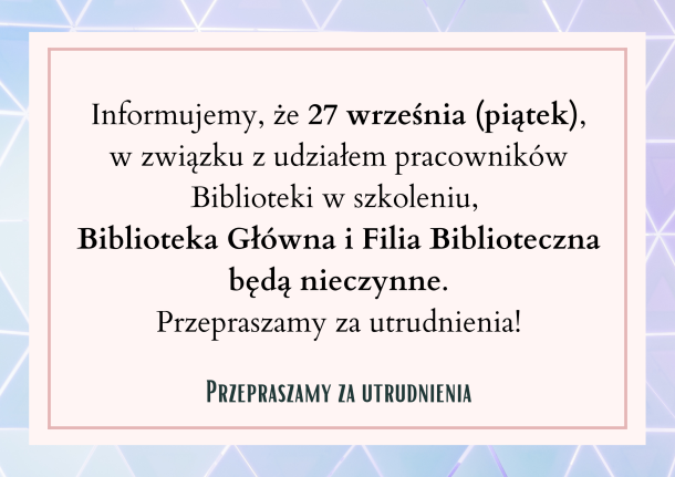 Zamknięcie biblioteki z powodu szkolenia