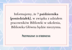 Zamknięcie biblioteki z powodu szkolenia